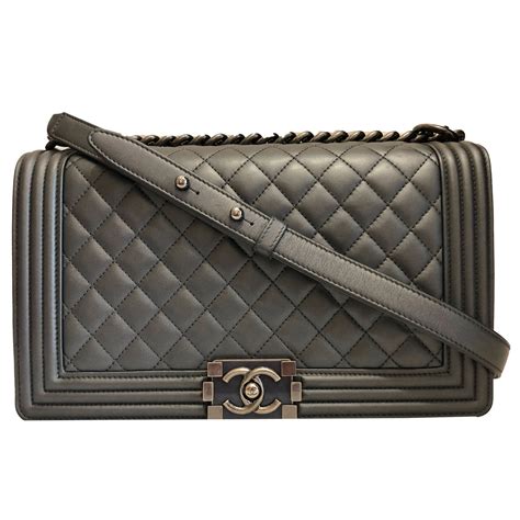 chanel boy grey colors|Chanel black handbags.